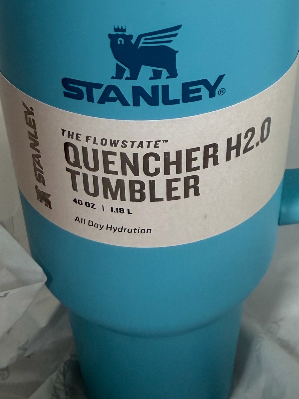 STANLEY 40 oz tumble!! Sky blue!! Lid, straw , box! Brand new! - Picture 2 of 5